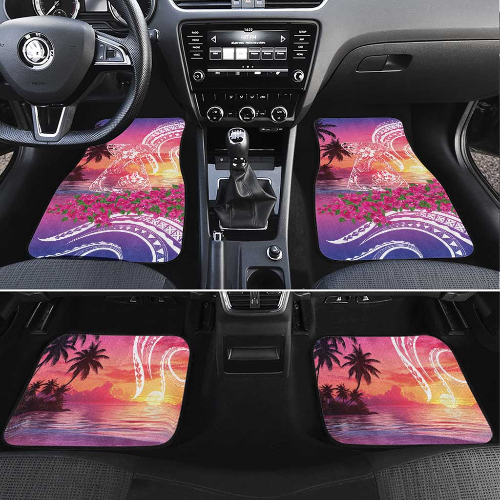 Guam Latte Stone with Map Car Mats Bougainvillea Beach Sunset