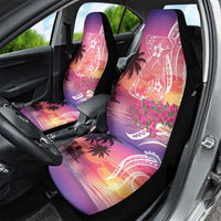 Guam Latte Stone with Map Car Seat Cover Bougainvillea Beach Sunset