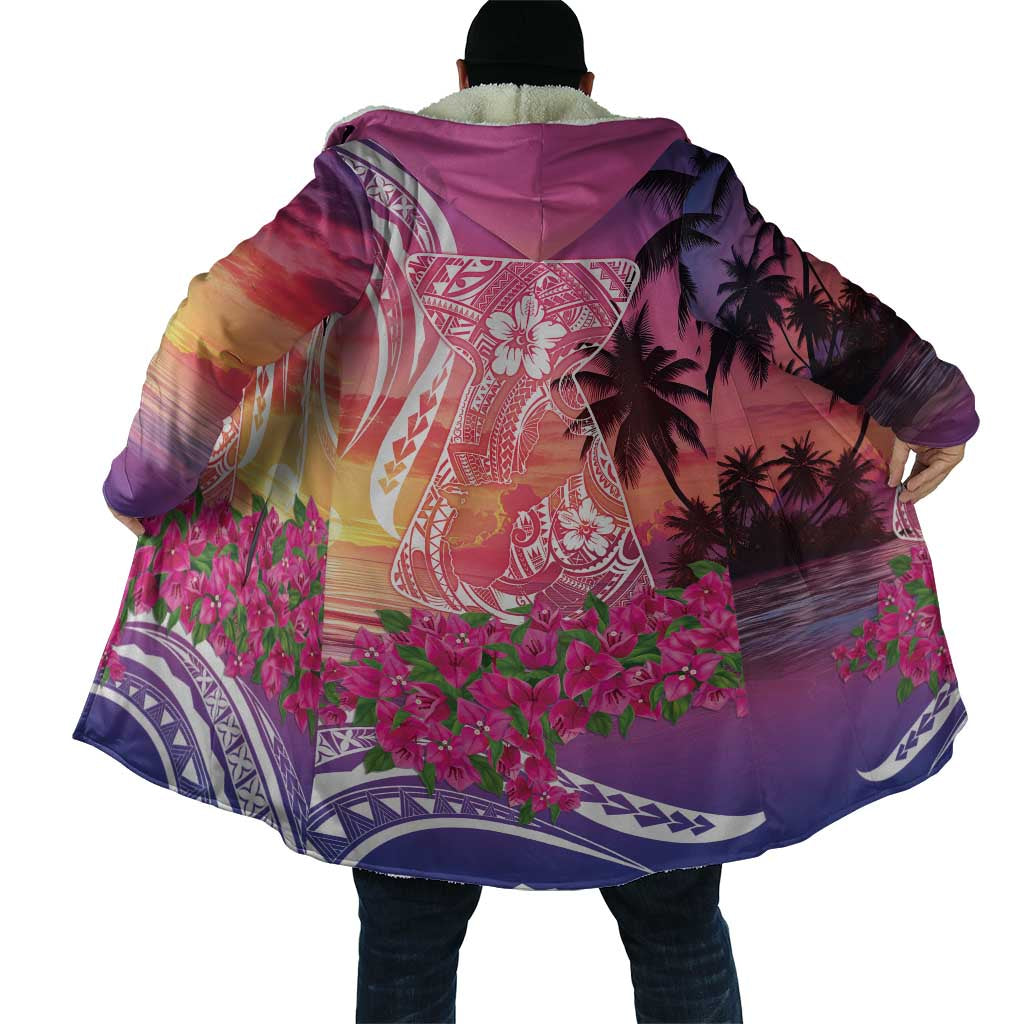 Guam Latte Stone with Map Cloak Bougainvillea Beach Sunset - Polynesian Pride