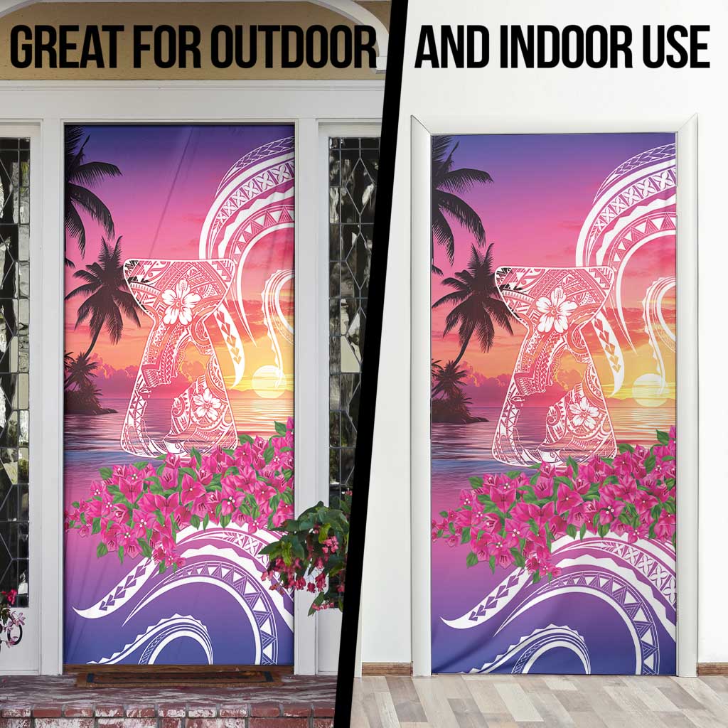 Guam Latte Stone with Map Door Cover Bougainvillea Beach Sunset - Polynesian Pride