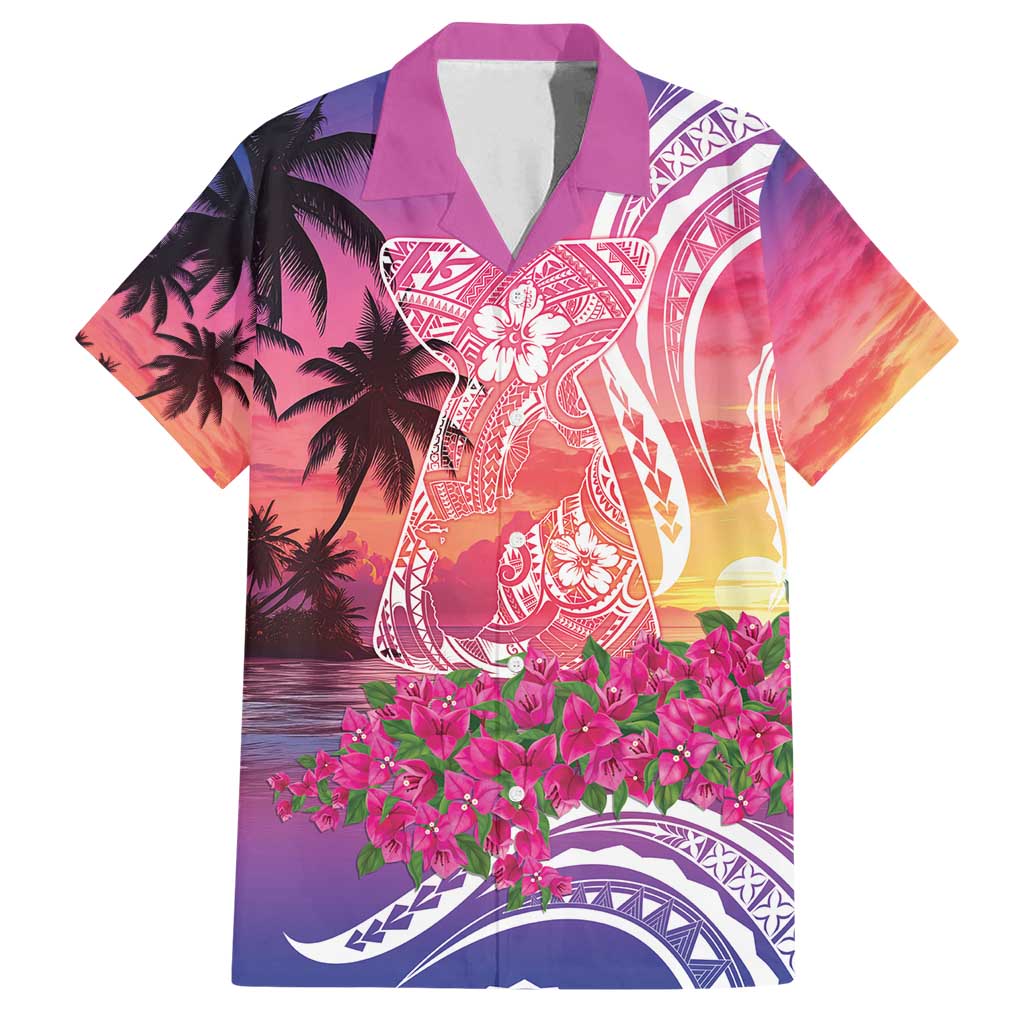 Guam Latte Stone with Map Family Matching Tank Maxi Dress and Hawaiian Shirt Bougainvillea Beach Sunset