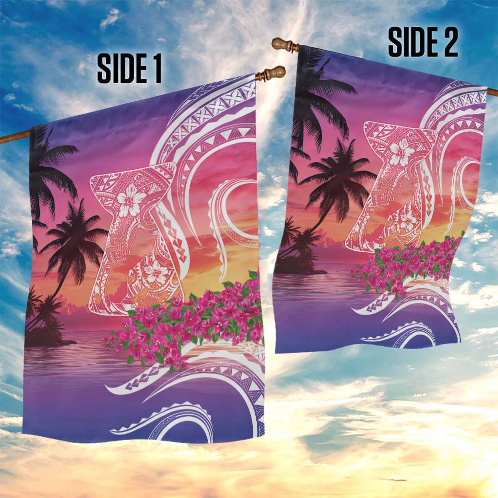 Guam Latte Stone with Map Garden Flag Bougainvillea Beach Sunset