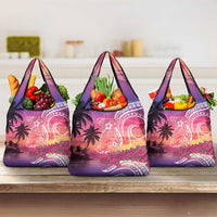 Guam Latte Stone with Map Grocery Bag Bougainvillea Beach Sunset
