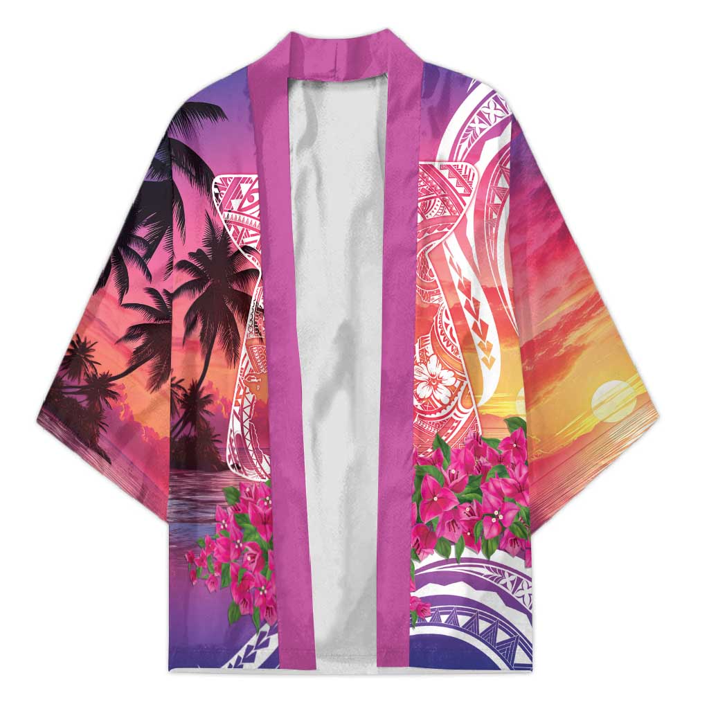 Guam Latte Stone with Map Kimono Bougainvillea Beach Sunset - Polynesian Pride