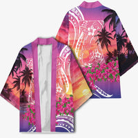 Guam Latte Stone with Map Kimono Bougainvillea Beach Sunset - Polynesian Pride