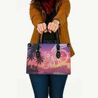 Guam Latte Stone with Map Leather Bag Bougainvillea Beach Sunset - Polynesian Pride