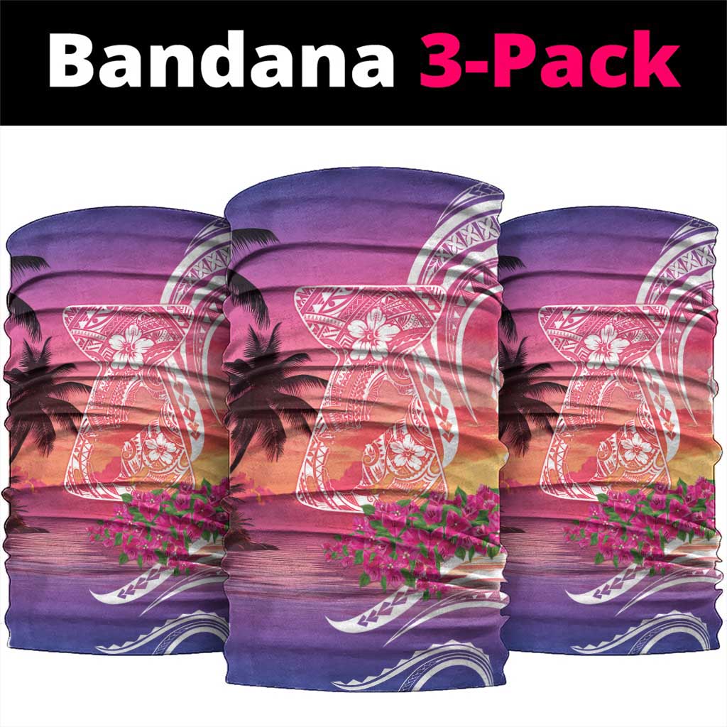 Guam Latte Stone with Map Neck Gaiter Bougainvillea Beach Sunset - Polynesian Pride