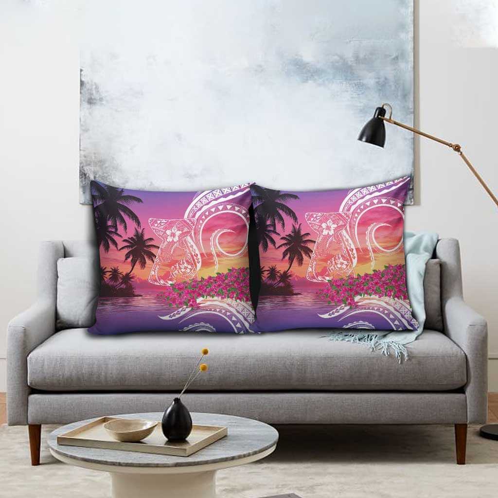Guam Latte Stone with Map Pillow Cover Bougainvillea Beach Sunset - Polynesian Pride