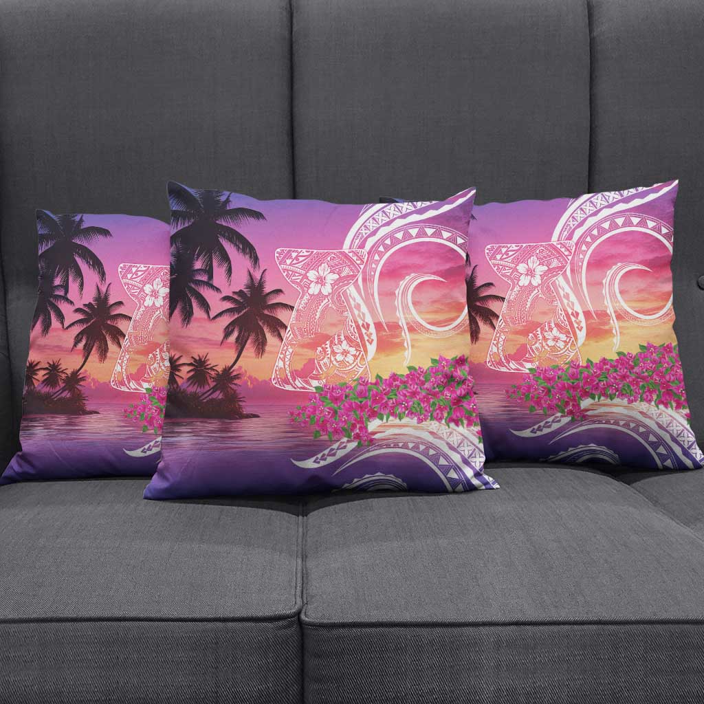 Guam Latte Stone with Map Pillow Cover Bougainvillea Beach Sunset - Polynesian Pride