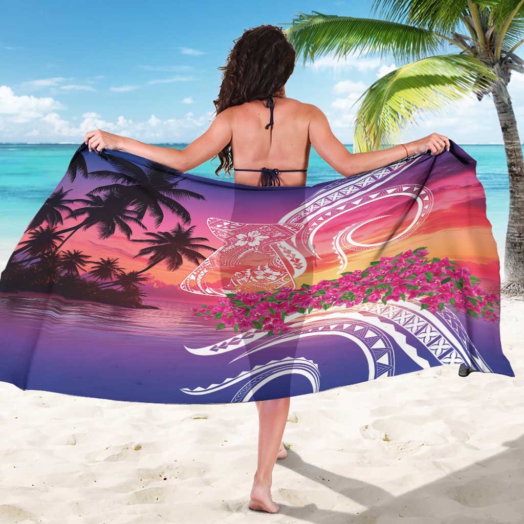 Guam Latte Stone with Map Sarong Bougainvillea Beach Sunset