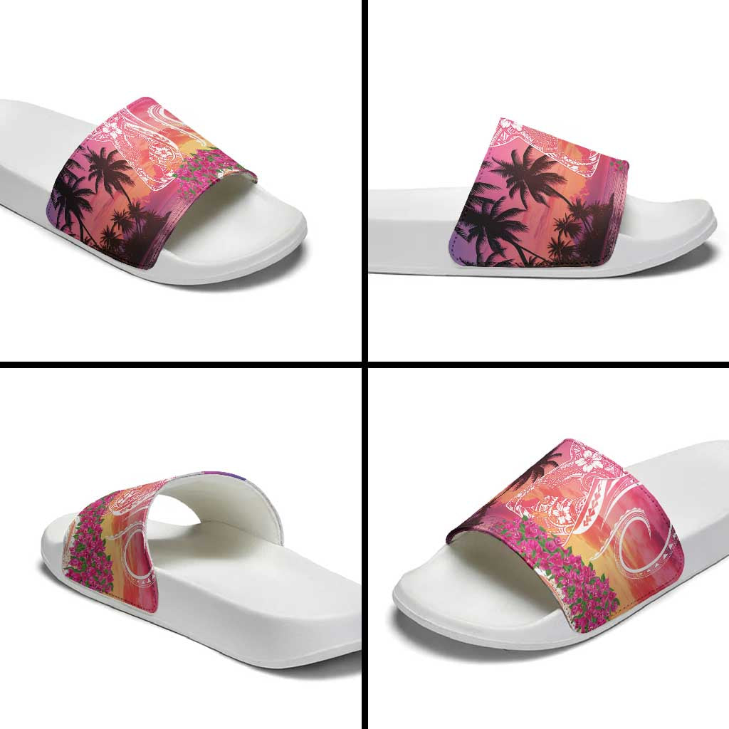 Guam Latte Stone with Map Slide Sandals Bougainvillea Beach Sunset - Polynesian Pride