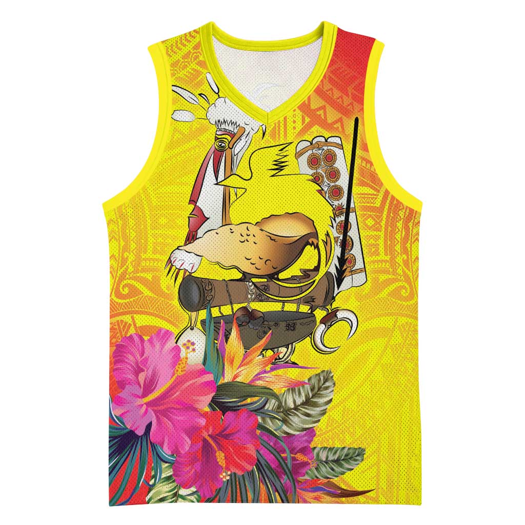 Papua New Guinea Cultural Tropical Flowers Basketball Jersey - Polynesian Pride