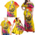 Papua New Guinea Cultural Tropical Flowers Family Matching Off Shoulder Maxi Dress and Hawaiian Shirt