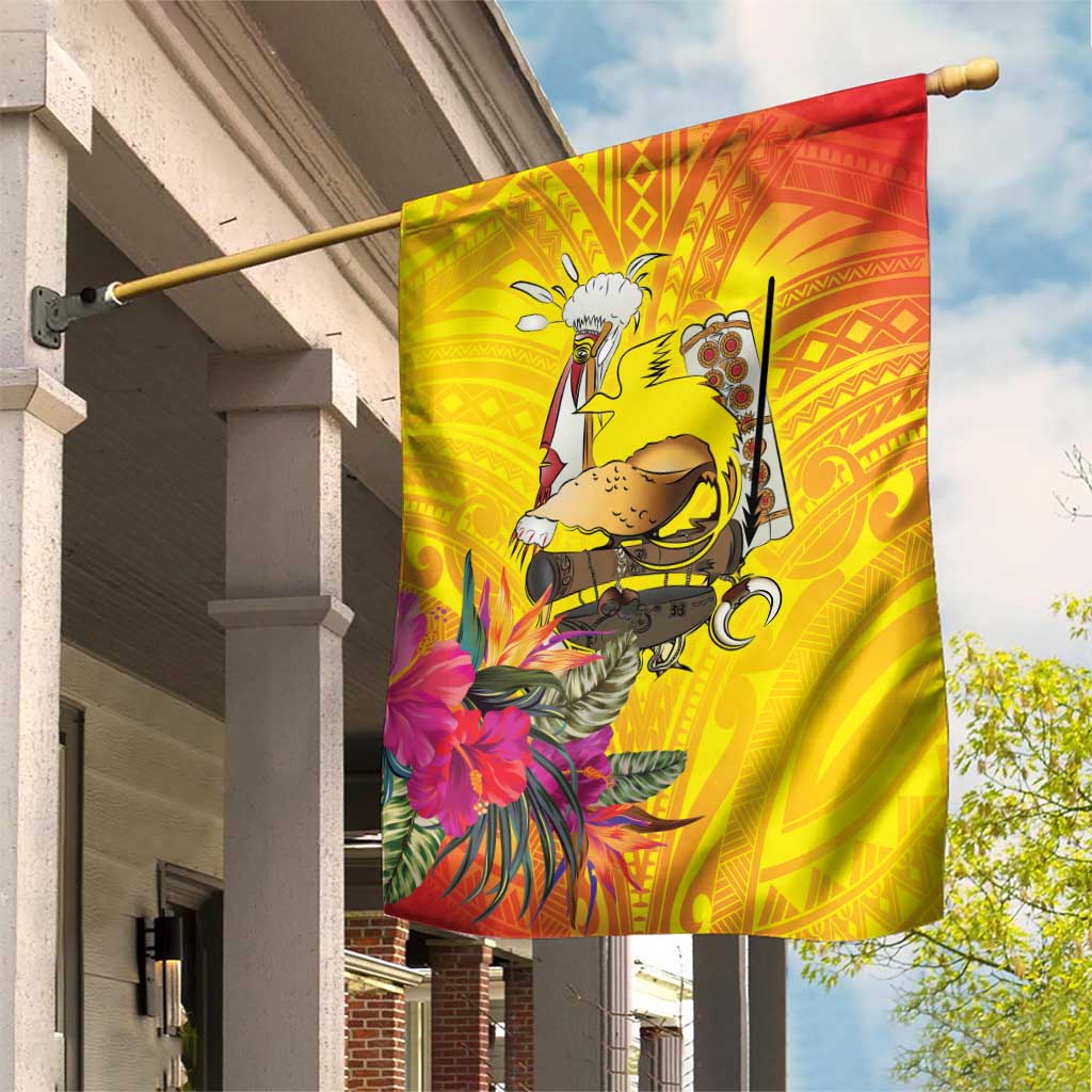 Papua New Guinea Cultural Tropical Flowers Garden Flag LT9 House Flag Gold - Polynesian Pride