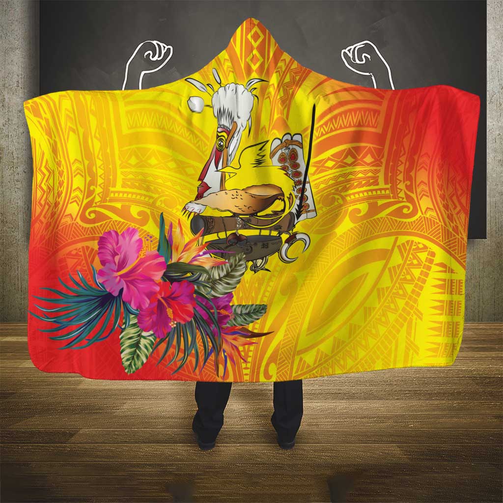 Papua New Guinea Cultural Tropical Flowers Hooded Blanket LT9 - Polynesian Pride
