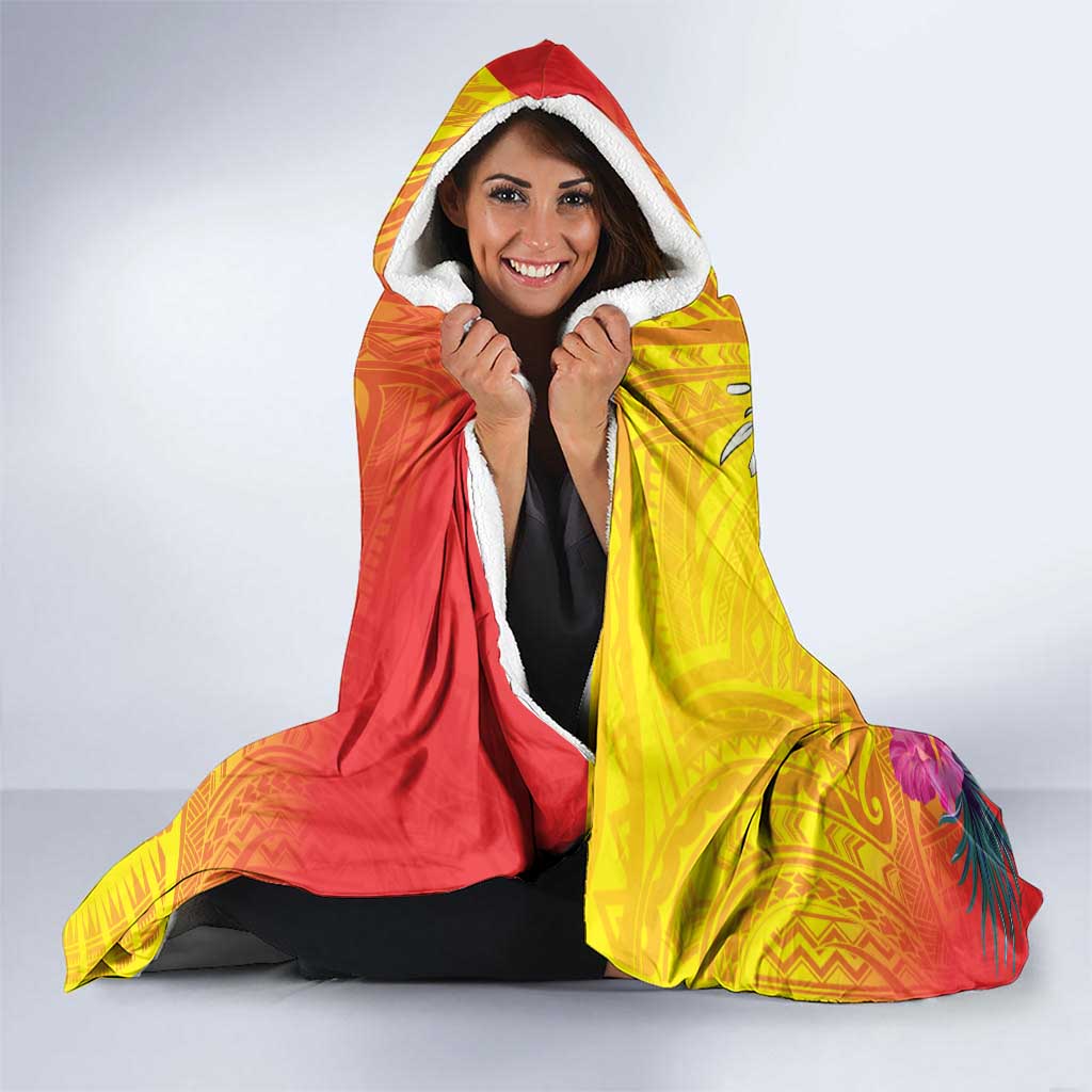 Papua New Guinea Cultural Tropical Flowers Hooded Blanket LT9 - Polynesian Pride