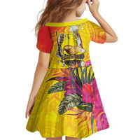 Papua New Guinea Cultural Tropical Flowers Kid Short Sleeve Dress LT9 - Polynesian Pride