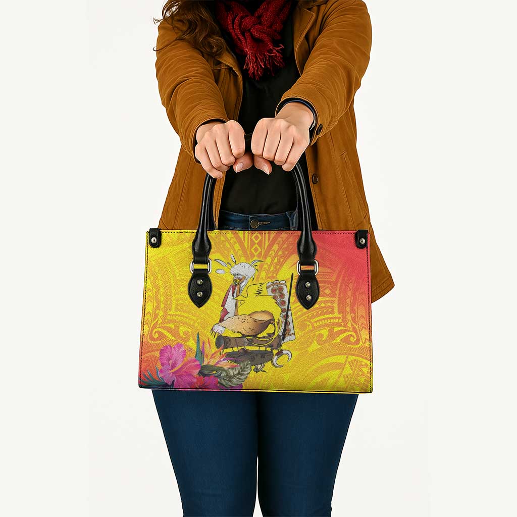 Papua New Guinea Cultural Tropical Flowers Leather Bag - Polynesian Pride