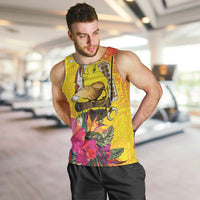 Papua New Guinea Cultural Tropical Flowers Men Tank Top LT9 Gold - Polynesian Pride