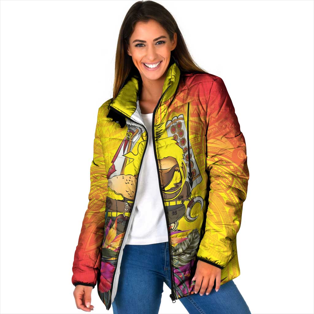 Papua New Guinea Cultural Tropical Flowers Padded Jacket - Polynesian Pride