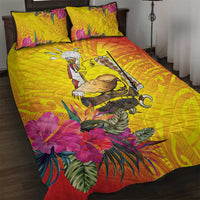 Papua New Guinea Cultural Tropical Flowers Quilt Bed Set LT9 Gold - Polynesian Pride