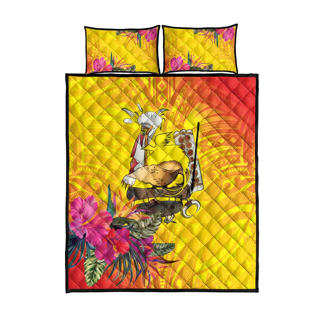 Papua New Guinea Cultural Tropical Flowers Quilt Bed Set LT9 - Polynesian Pride
