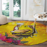 Papua New Guinea Cultural Tropical Flowers Round Carpet