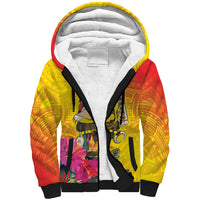 Papua New Guinea Cultural Tropical Flowers Sherpa Hoodie LT9 Unisex Gold - Polynesian Pride