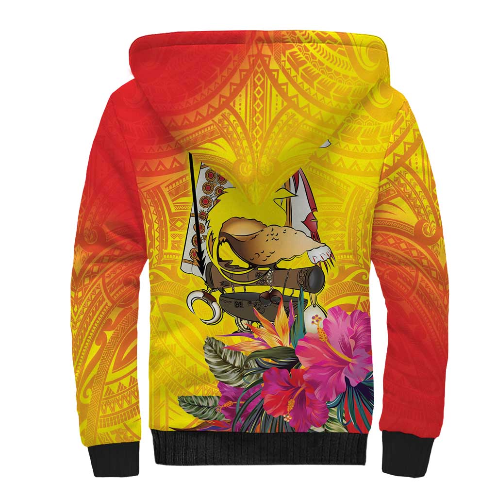Papua New Guinea Cultural Tropical Flowers Sherpa Hoodie LT9 - Polynesian Pride