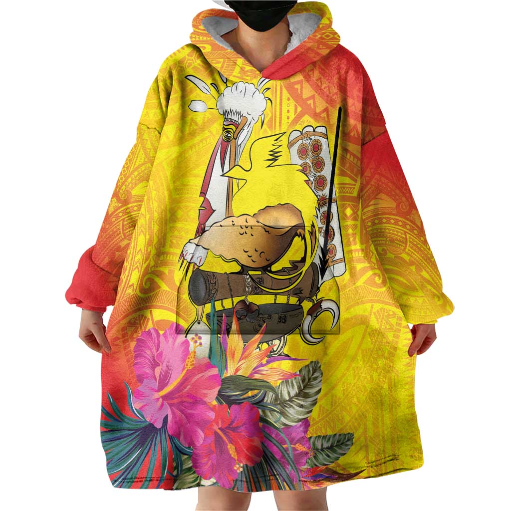 Papua New Guinea Cultural Tropical Flowers Wearable Blanket Hoodie LT9 - Polynesian Pride