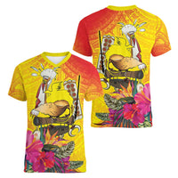 Papua New Guinea Cultural Tropical Flowers Women V-Neck T-Shirt