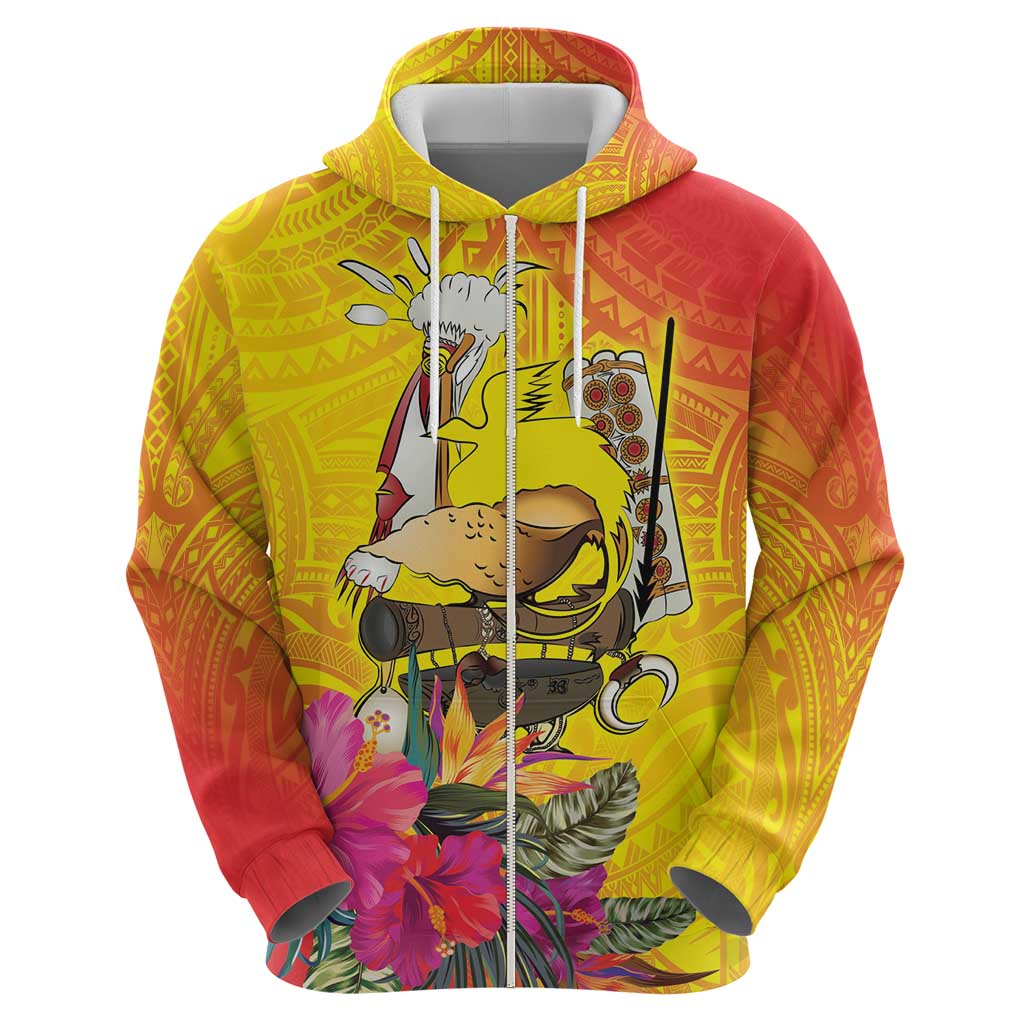 Papua New Guinea Cultural Tropical Flowers Zip Hoodie