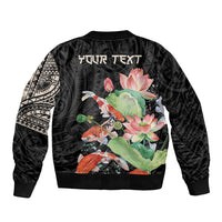 Personalized Japanese Koi Fish Bomber Jacket with Polynesian Pattern LT9 - Polynesian Pride