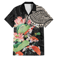 Personalized Japanese Koi Fish Family Matching Mermaid Dress and Hawaiian Shirt with Polynesian Pattern LT9 Dad's Shirt - Short Sleeve Black - Polynesian Pride
