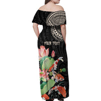 Personalized Japanese Koi Fish Family Matching Off Shoulder Maxi Dress and Hawaiian Shirt with Polynesian Pattern LT9 - Polynesian Pride