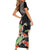 Personalized Japanese Koi Fish Family Matching Short Sleeve Bodycon Dress and Hawaiian Shirt with Polynesian Pattern