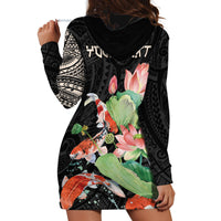Personalized Japanese Koi Fish Hoodie Dress with Polynesian Pattern LT9 - Polynesian Pride