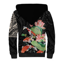 Personalized Japanese Koi Fish Sherpa Hoodie with Polynesian Pattern LT9 - Polynesian Pride
