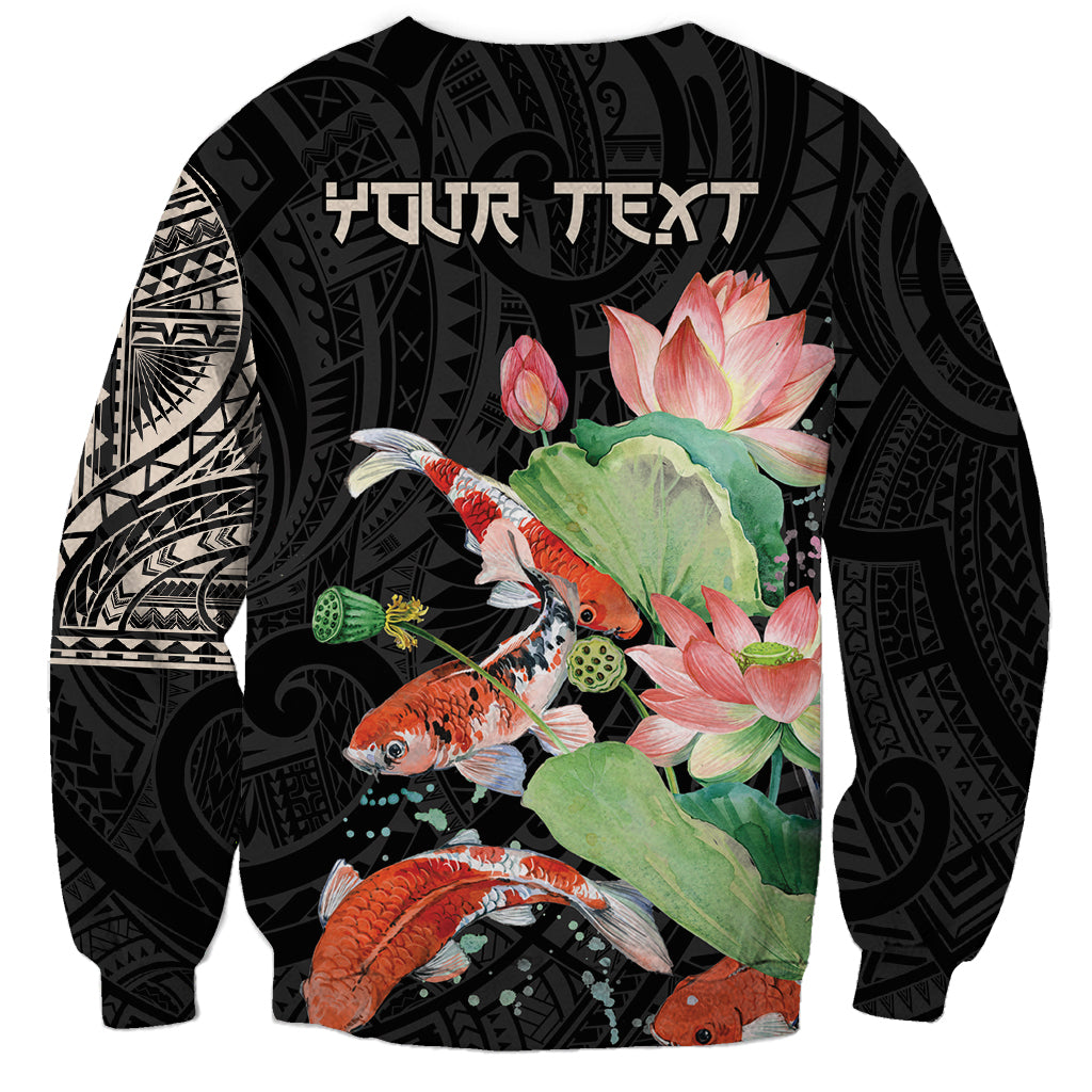 Personalized Japanese Koi Fish Sweatshirt with Polynesian Pattern LT9 - Polynesian Pride