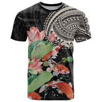 Personalized Japanese Koi Fish T Shirt with Polynesian Pattern