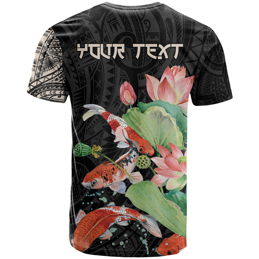 Personalized Japanese Koi Fish T Shirt with Polynesian Pattern