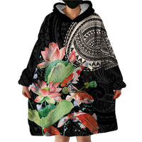 Personalized Japanese Koi Fish Wearable Blanket Hoodie with Polynesian Pattern LT9 - Polynesian Pride