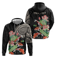 Personalized Japanese Koi Fish Zip Hoodie with Polynesian Pattern