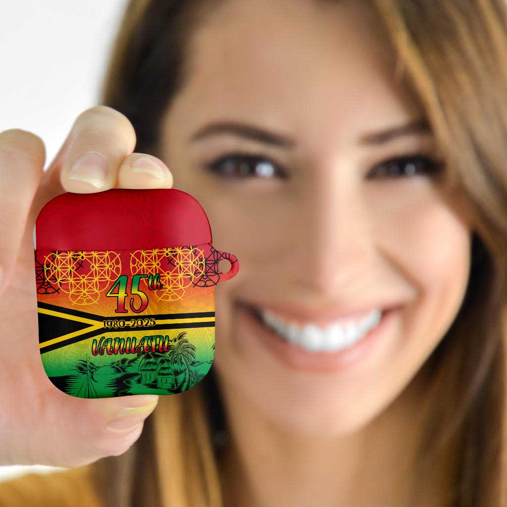 Hapi 45th Indipendens Dei Vanuatu AirPods Case Yumi 1980 with Vanuatuan Beach Landscape LT9 Red - Polynesian Pride