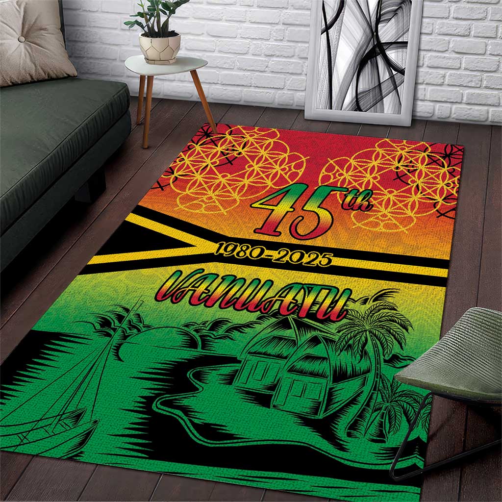 Hapi 45th Indipendens Dei Vanuatu Area Rug Yumi 1980 with Vanuatuan Beach Landscape