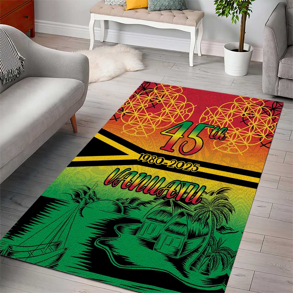 Hapi 45th Indipendens Dei Vanuatu Area Rug Yumi 1980 with Vanuatuan Beach Landscape