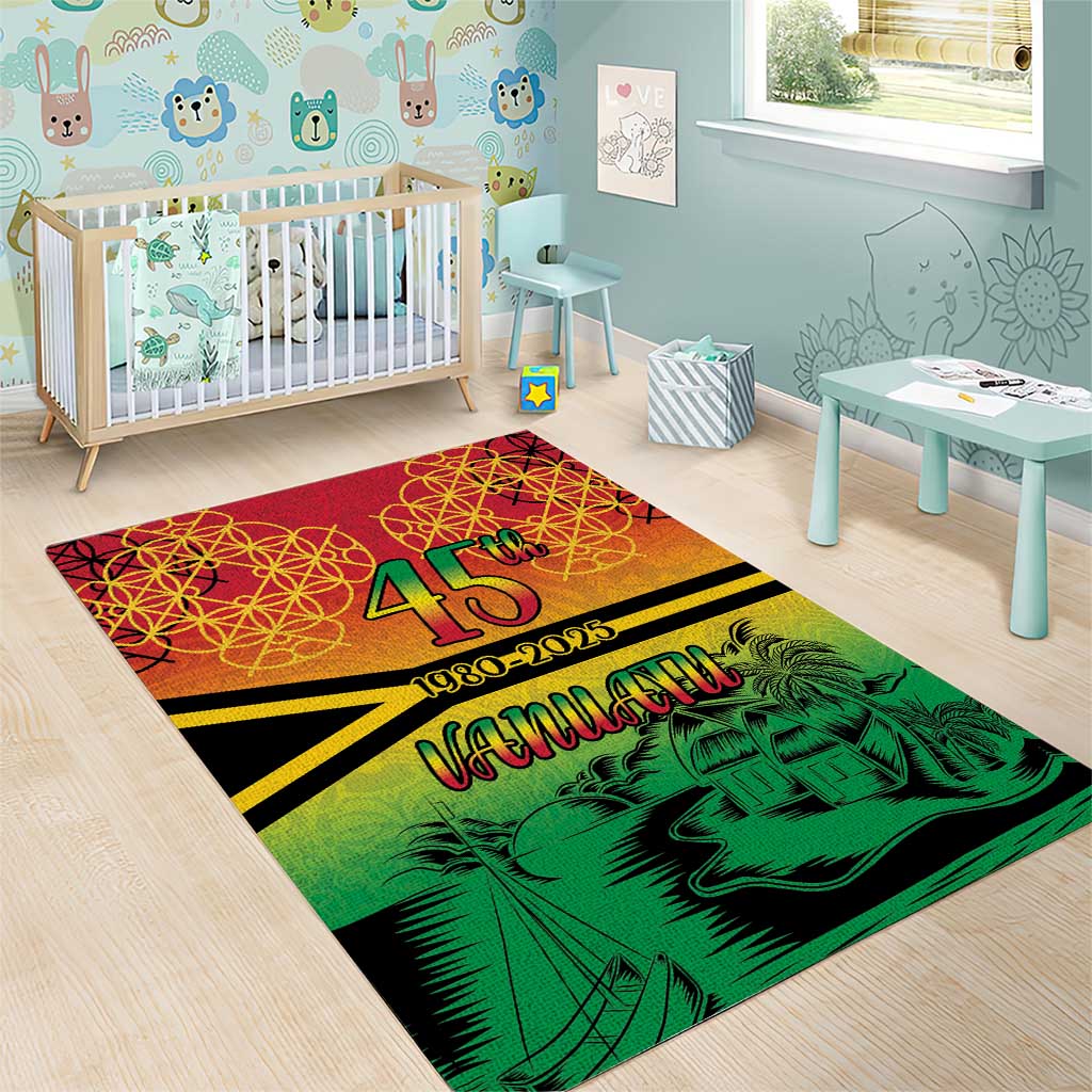 Hapi 45th Indipendens Dei Vanuatu Area Rug Yumi 1980 with Vanuatuan Beach Landscape