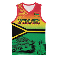 Hapi 45th Indipendens Dei Vanuatu Basketball Jersey Yumi 1980 with Vanuatuan Beach Landscape LT9 Unisex Red - Polynesian Pride