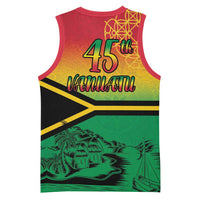 Hapi 45th Indipendens Dei Vanuatu Basketball Jersey Yumi 1980 with Vanuatuan Beach Landscape LT9 - Polynesian Pride