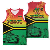 Hapi 45th Indipendens Dei Vanuatu Basketball Jersey Yumi 1980 with Vanuatuan Beach Landscape LT9 - Polynesian Pride